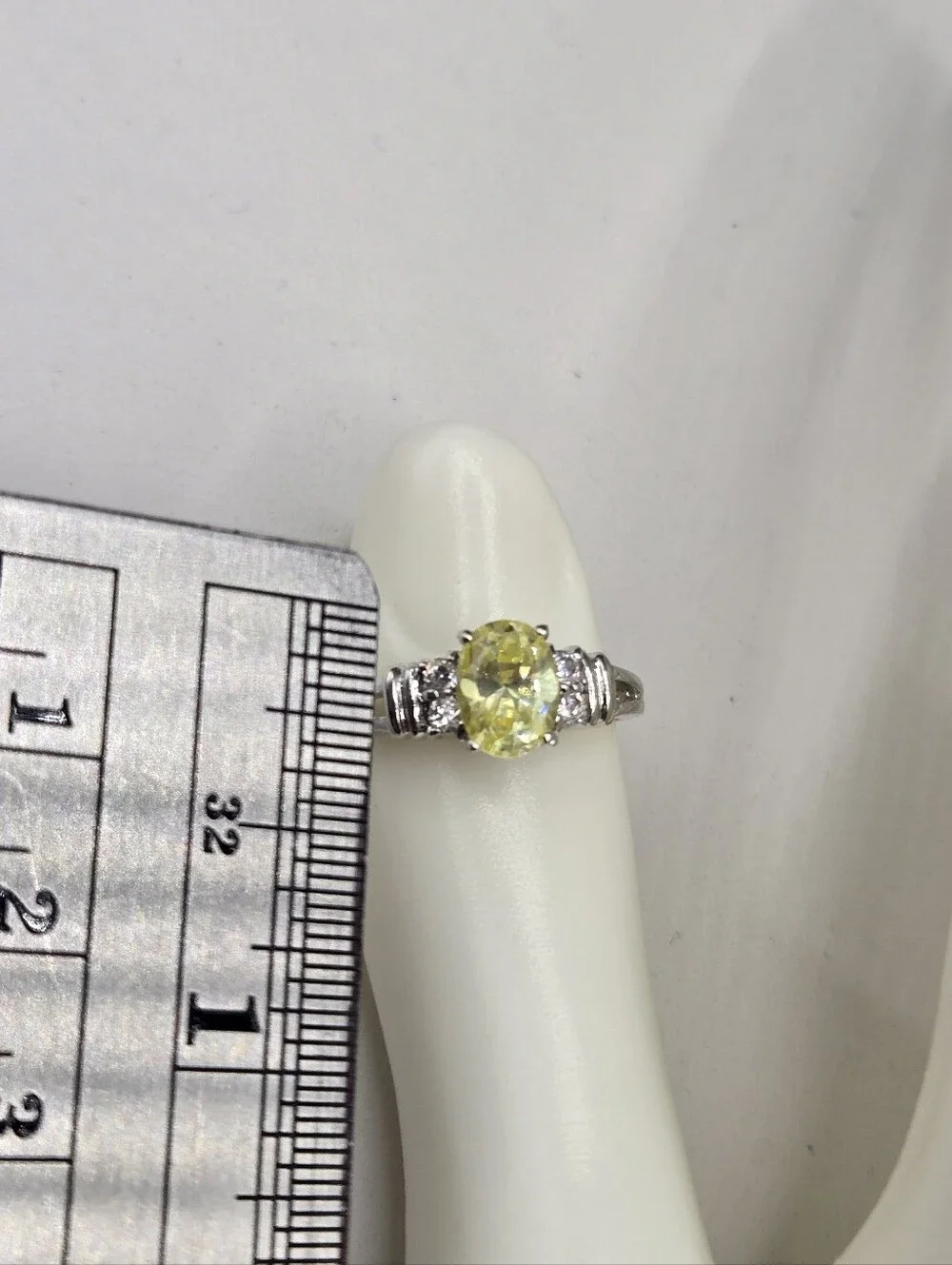 Swarovski Crystal Elements Silver Statement Ring Light Yellow Citrine Size 7